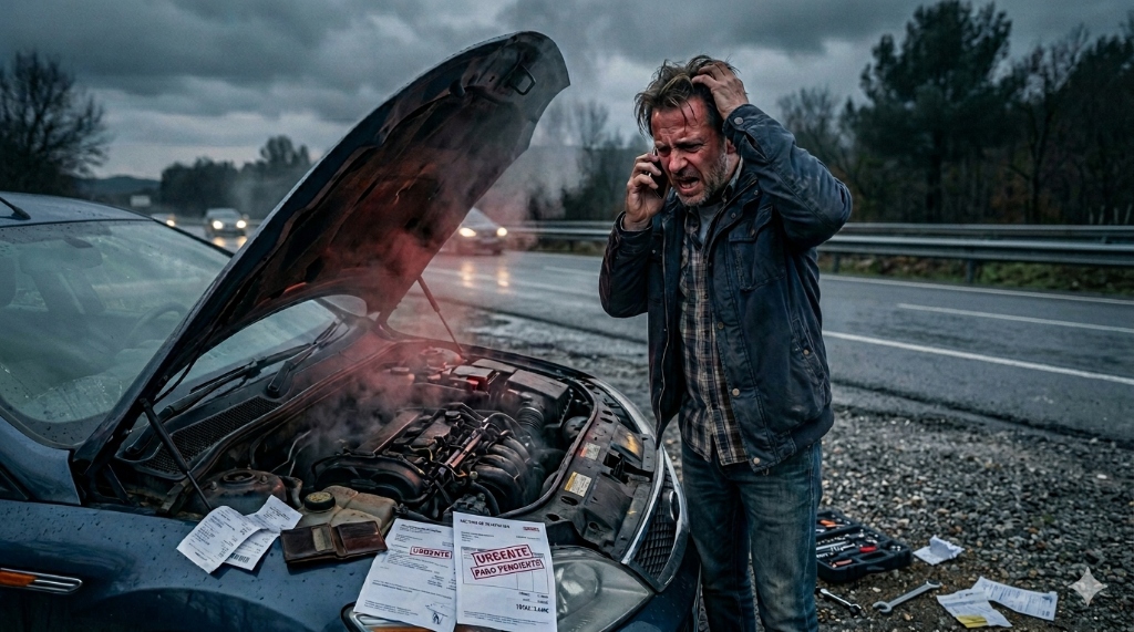 Persona frustrada buscando coche